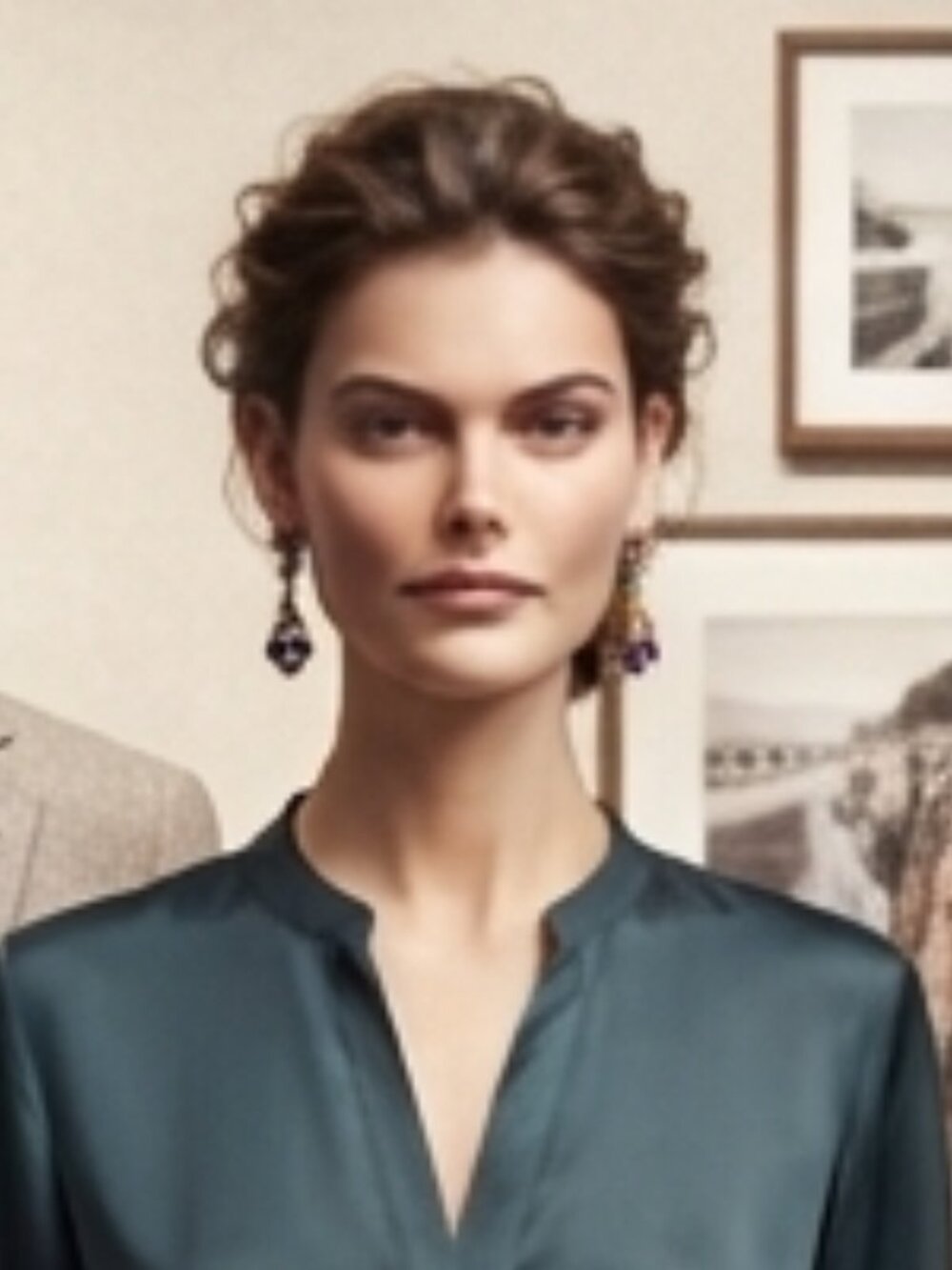 Banana Republic Vintage-Style Purple Crystal & Brass Dangle Earrings - Picture 8 of 8